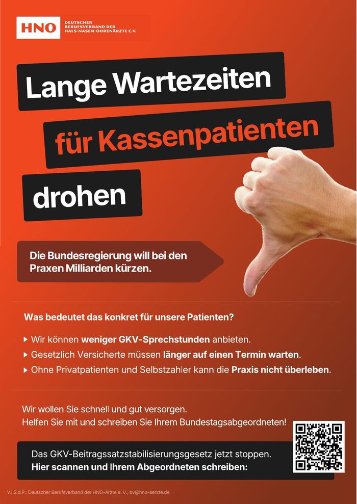 Plakat: Lange Wartezeiten für Kassenpatienten drohen
